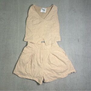 Paper Heart 2 Piece Set Tank Top & Shorts Women’s Small Light Pink Button Front